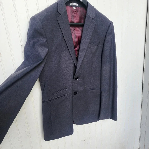 Express Photographer Slim Blazer Dark Gray Mens 38S Suit Jacket Coat 38 Short - Picture 2 of 12